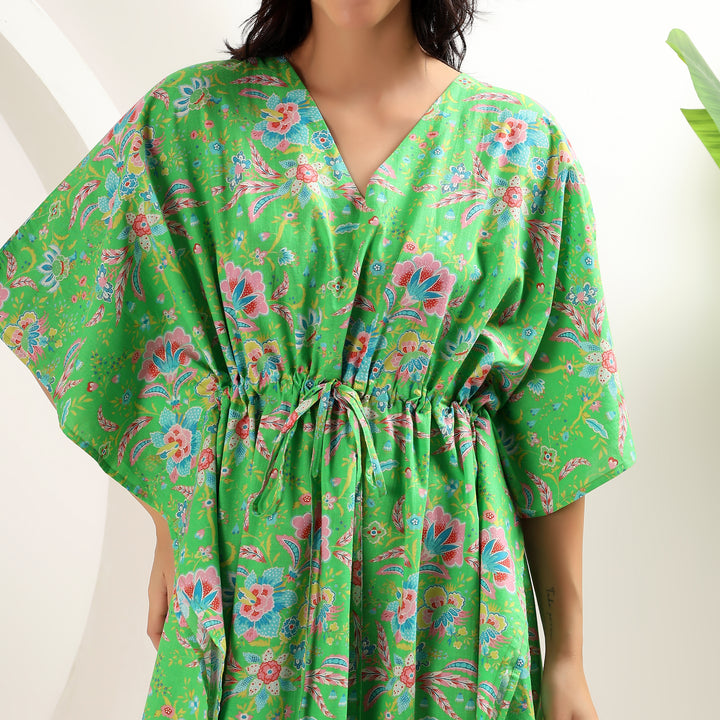 Boho floral caftan – Indian block print cotton abaya dress