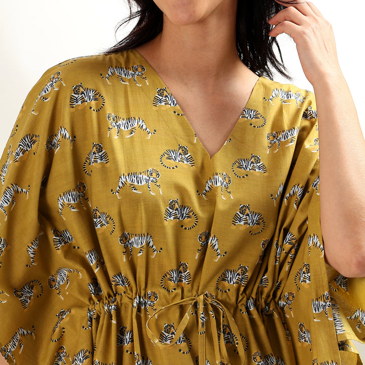 Leopard print boho kaftan dress _ Animal print cotton caftan for women