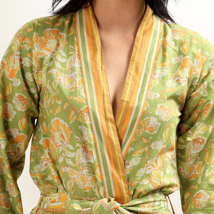 Lightweight oversized cotton robe – women’s floral kimono gown