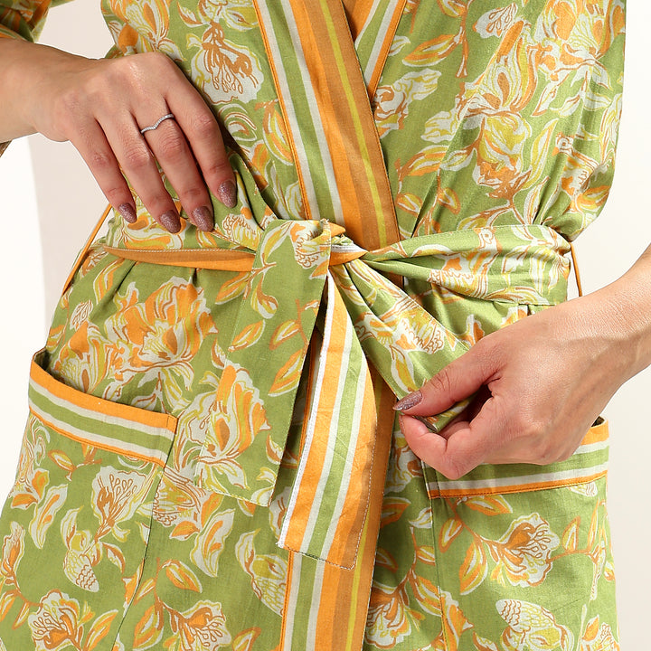 Block print oversized kimono – women’s cotton dressing gown