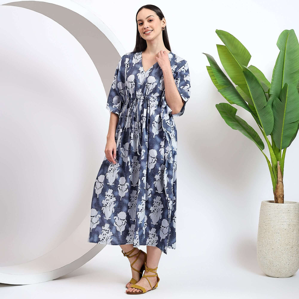 Indian block print cotton kaftan – Moroccan style caftan dress