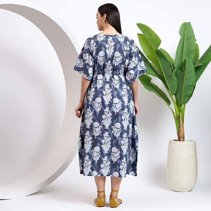 Hand block printed kaftan – Indian cotton dress with Moroccan flair