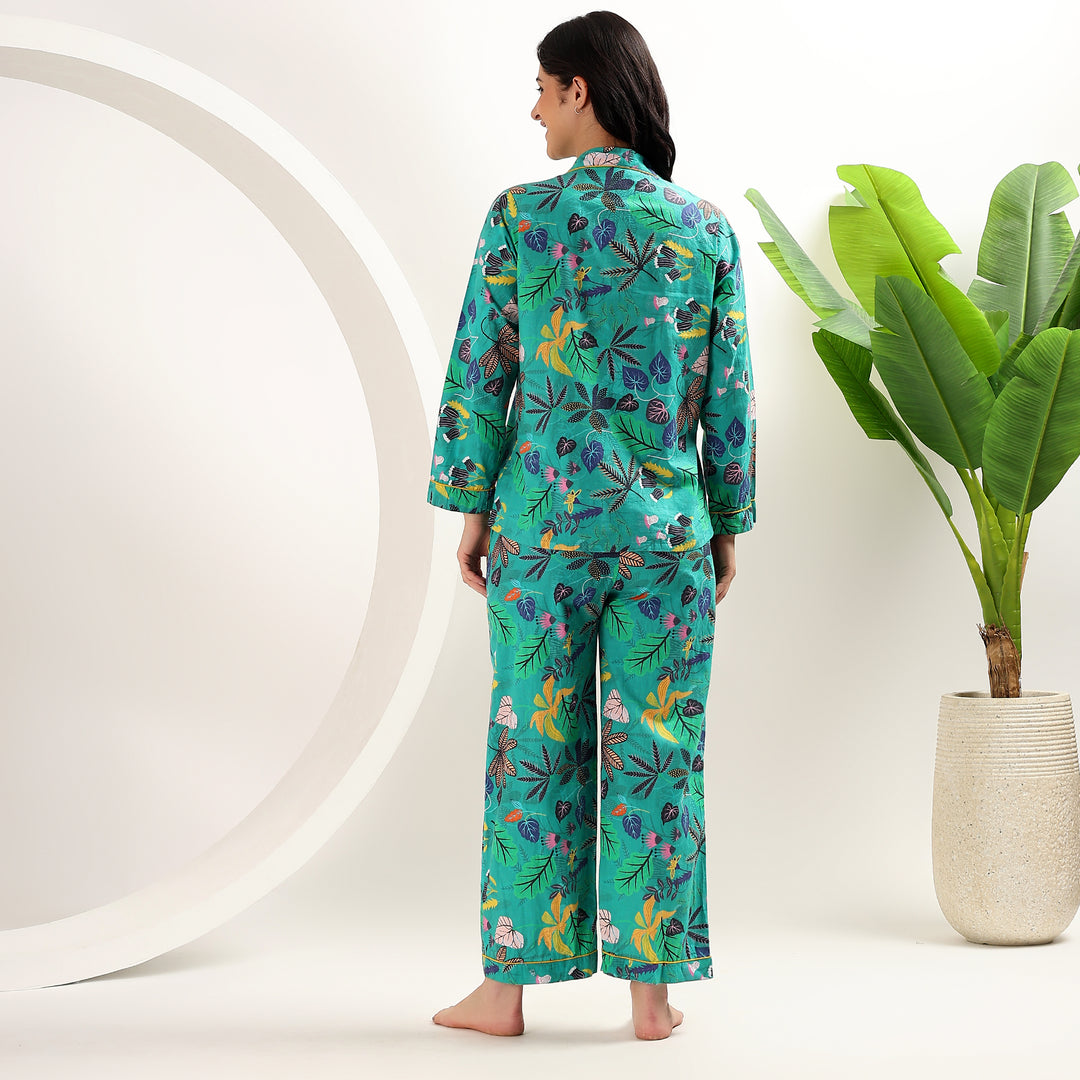 Comfortable floral cotton pajamas – tropical print matching PJs
