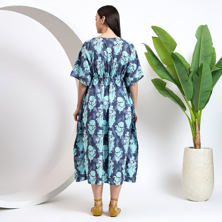 Hand block printed kaftan – floral cotton caftan for women