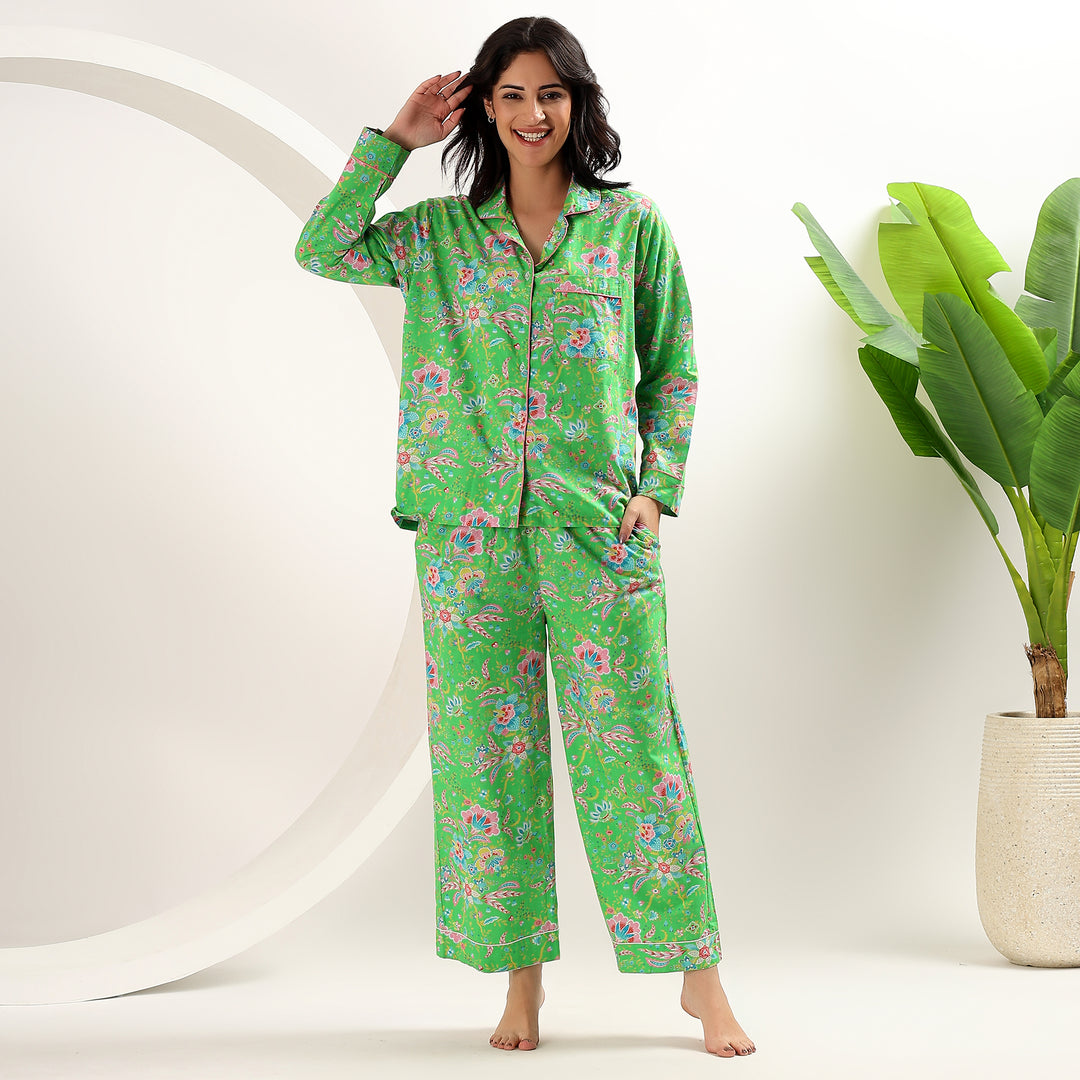 Block Print Floral Pajamas & PJ Sets – Indian Cotton PJs for Women
