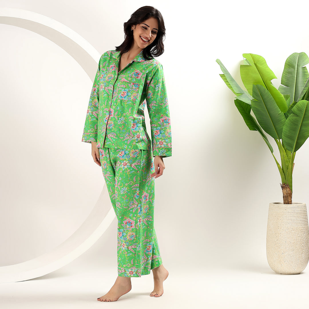 Women’s cotton pajama sets – floral Indian block print sleepwear