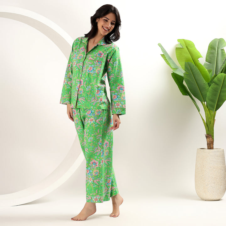 Women’s cotton pajama sets – floral Indian block print sleepwear