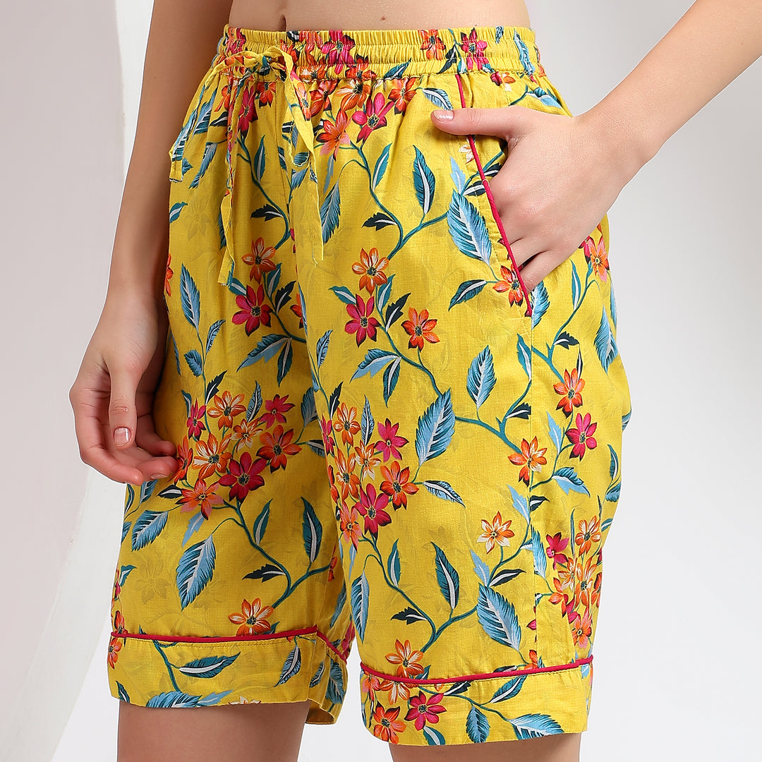 Vibrant Comfort: Yellow Cotton Shorts for All-Day Wear