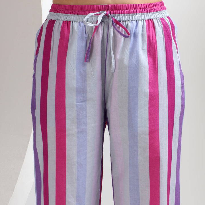Handmade cotton pajamas – stripe print PJ set for women & family