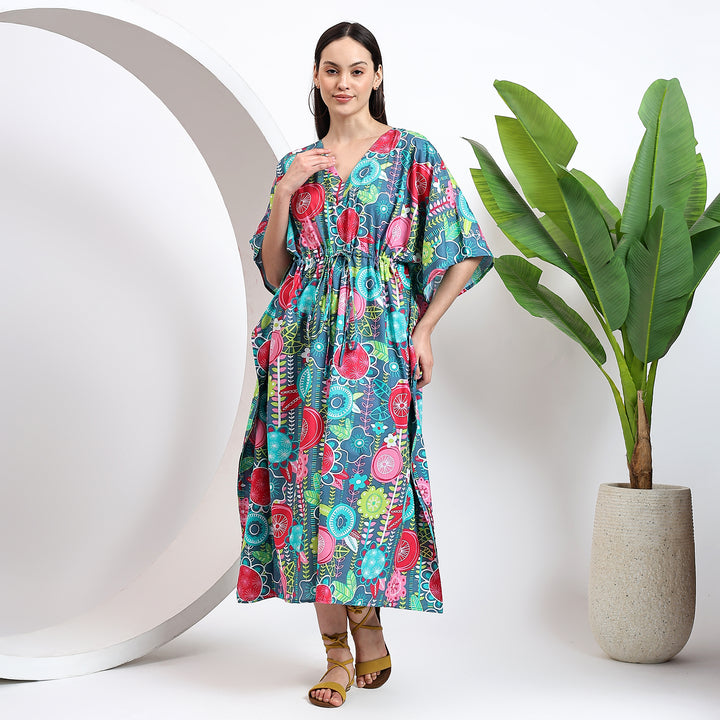 Cotton kaftan dress – fusion of Indian print and Japanese style