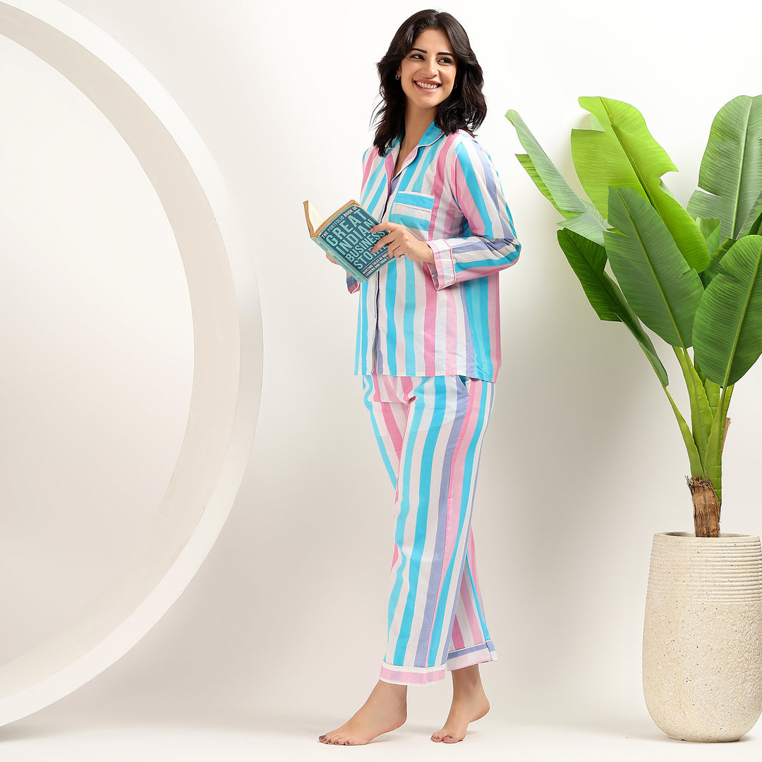Stripe Print Cotton Pajamas & Pjs for Women – Family Matching PJ Set
