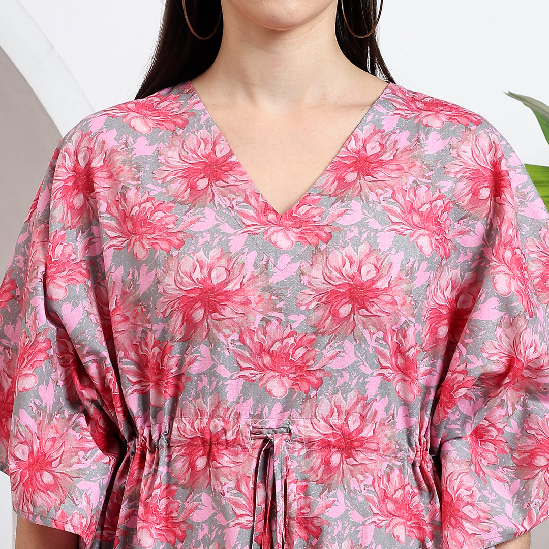 Women’s vintage cotton kaftan – Indian block printed dress