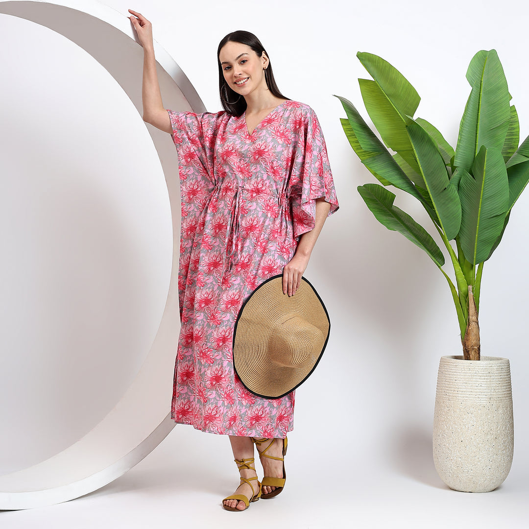 Vintage kaftan dress for women – Indian block print cotton caftan