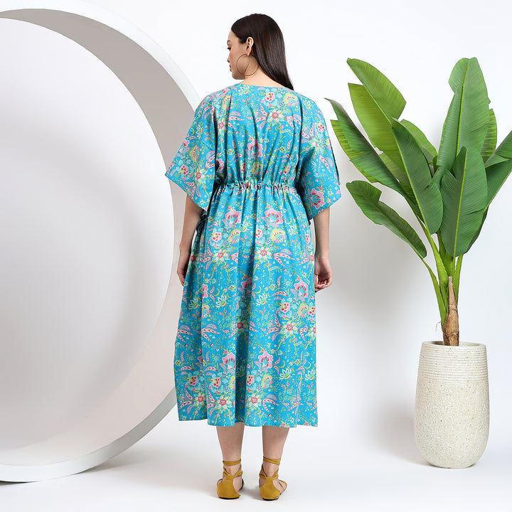 Floral cotton abaya – Indian block printed kaftan dress