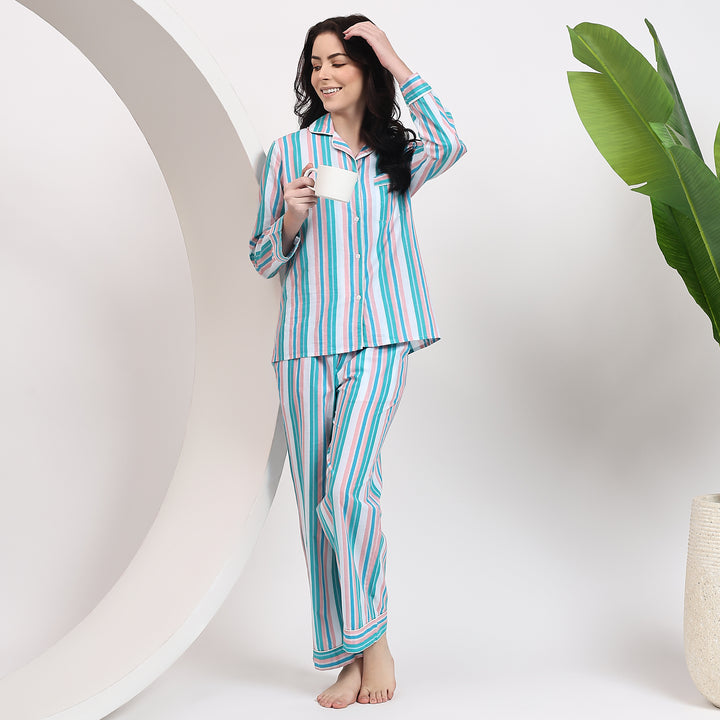 Cozy stripe pajamas – Indian cotton PJs for women