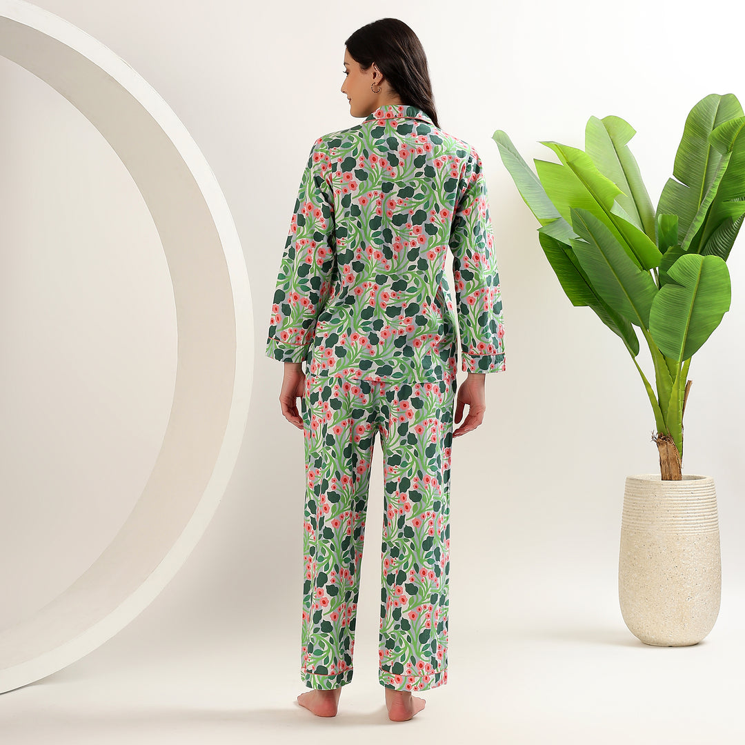 Soft cotton sleepwear set – floral Indian block print pajamas