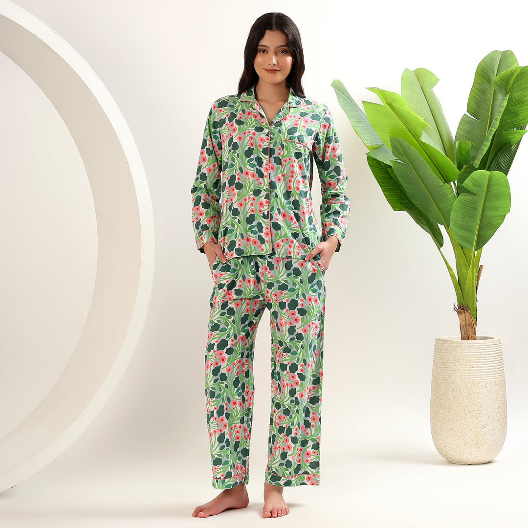 Indian Block Print Cotton Pajamas for Women – Floral PJ Set & Sleepwear