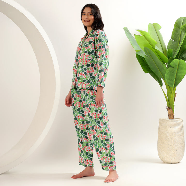 Women’s floral block print cotton pajamas & PJs