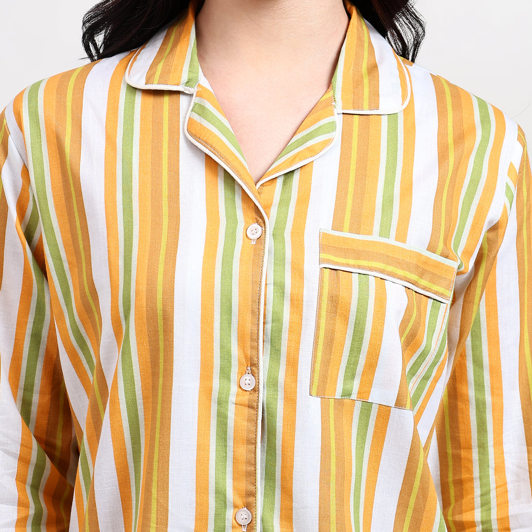 Handmade cotton pajama set – striped Indian block print PJs