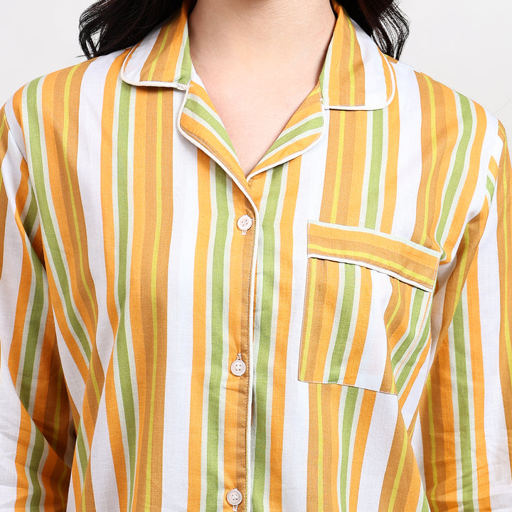 Handmade cotton pajama set – striped Indian block print PJs