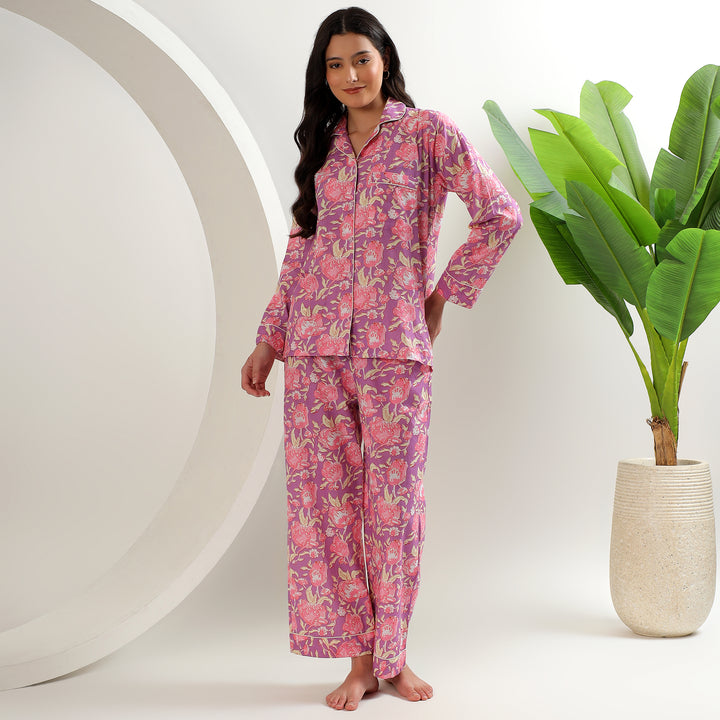 Handmade cotton block print pajama set – family matching sleepwear