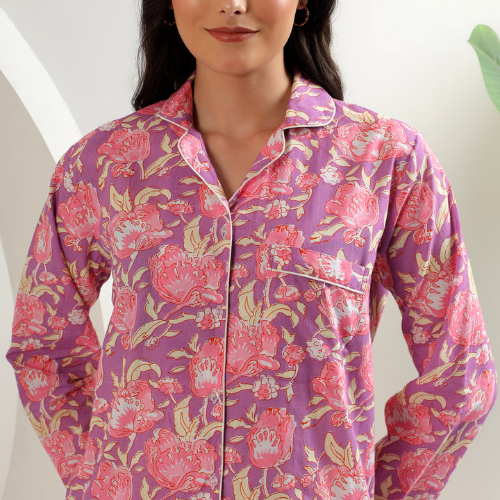 Indian block print cotton pajamas for women – matching PJ set