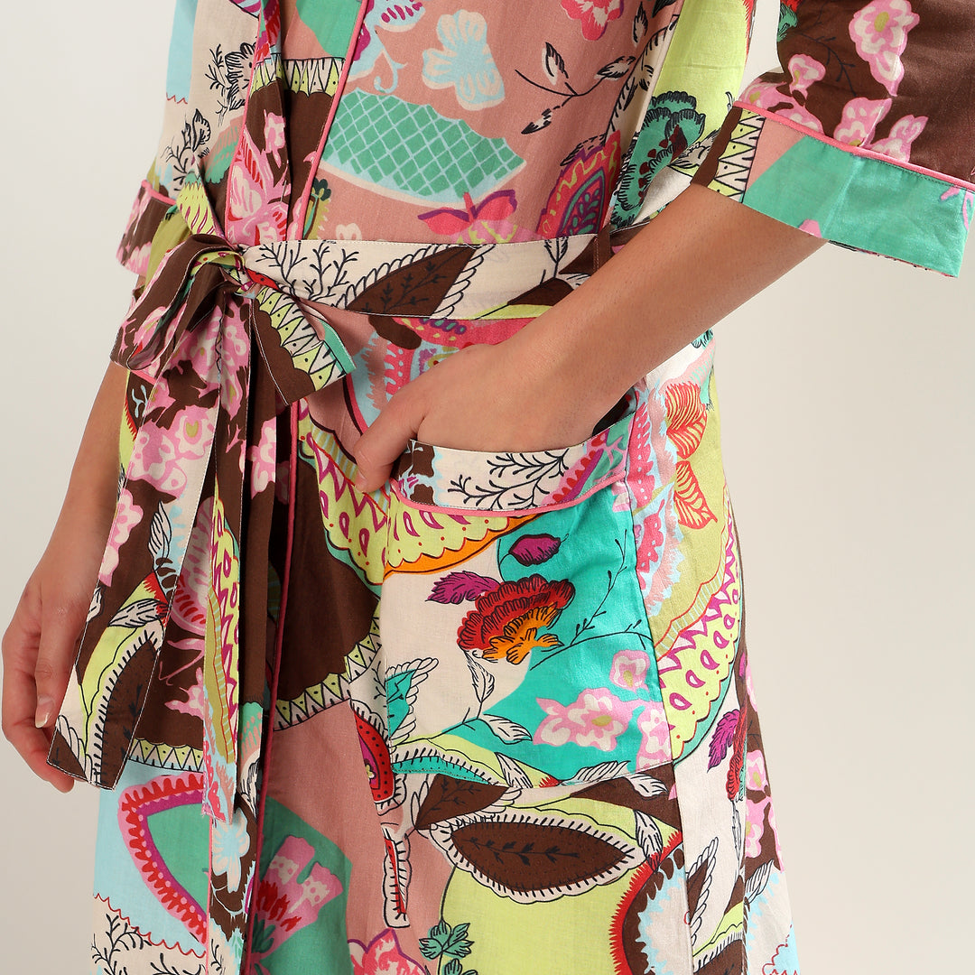 Lightweight cotton kimono – Indian block print robe & bathrobe
