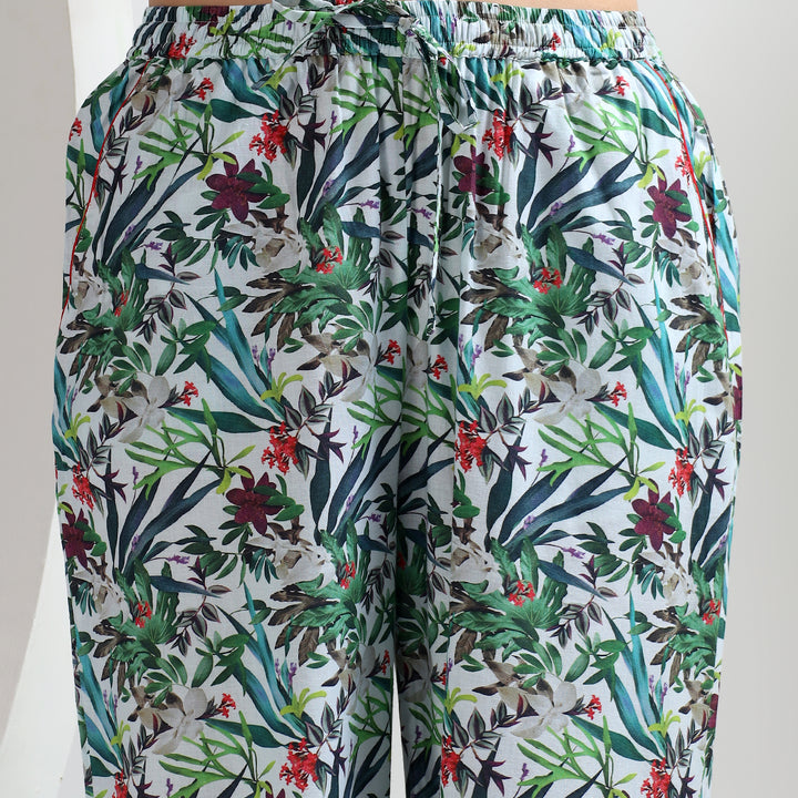 Tropical print cotton matching pajamas for women – floral PJ set