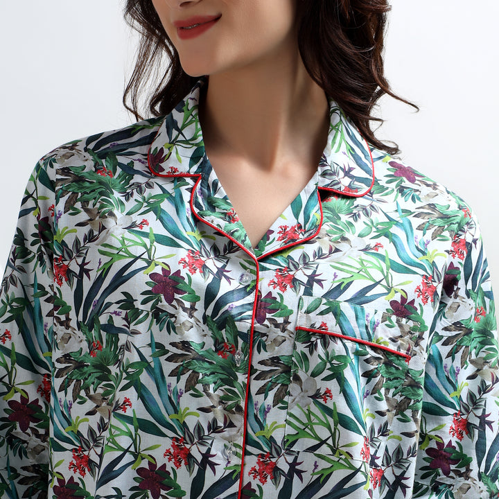 Tropical Print Matching Pajamas for Women – Floral Cotton PJ Sets & Pjs