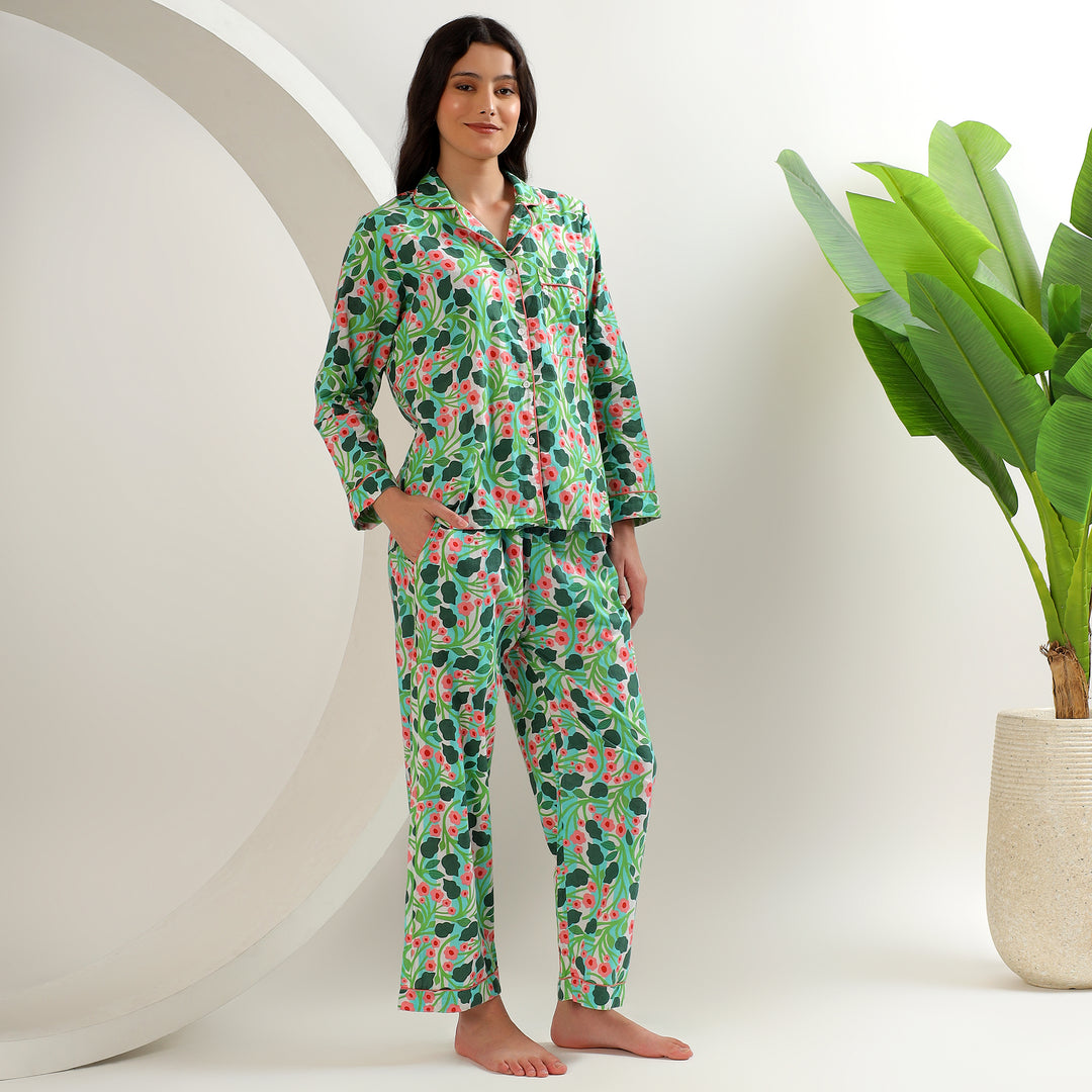 Block Print Pajamas for Women – Floral Cotton PJ Set & Sleepwear