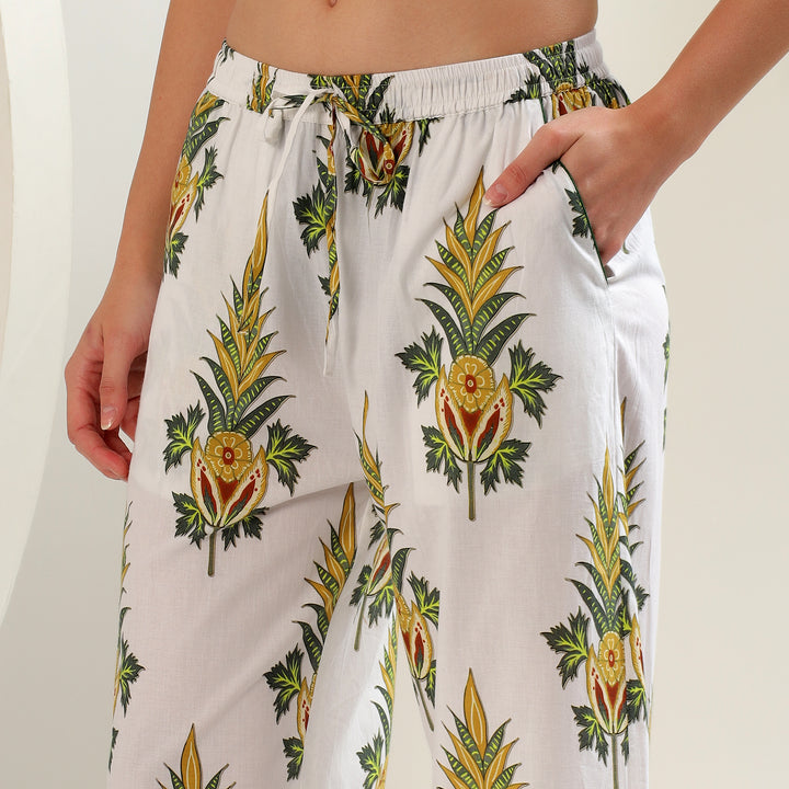 Handmade block print cotton pajamas – floral women’s PJ set