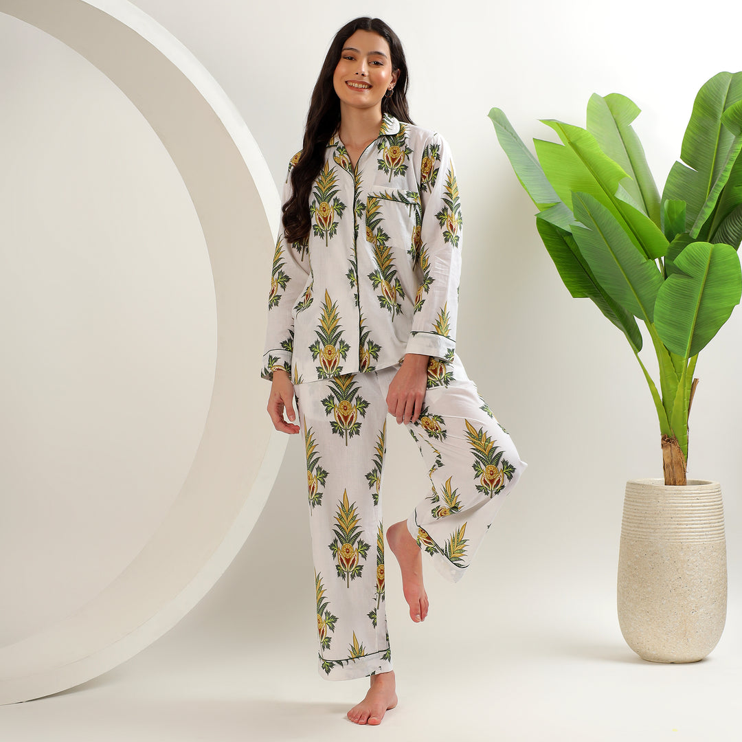 Floral Block Print PJ Sets & Pajamas – India Cotton Pjs for Women