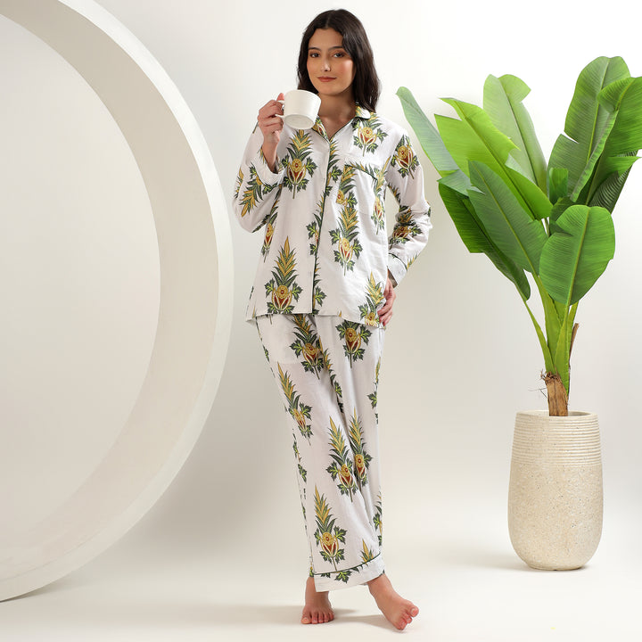 Matching floral print cotton pajamas – women’s PJ set
