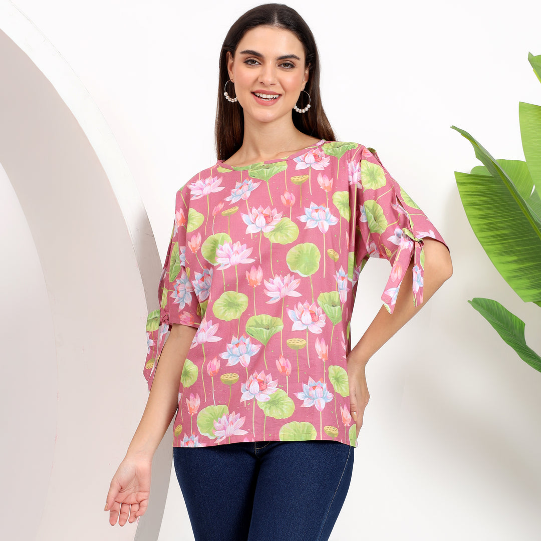 Front view of girls' cute fashion top with elegant design