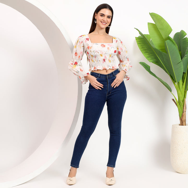 Comfortable and chic floral print top for casual or work wear