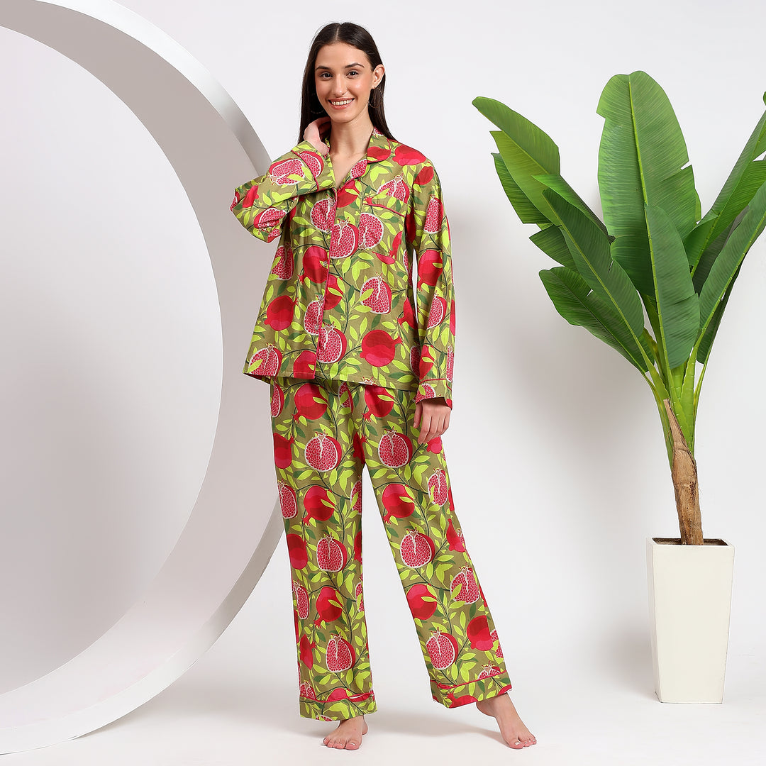 Indian Trend ~ Pomegranate Print Cotton Pjs Style