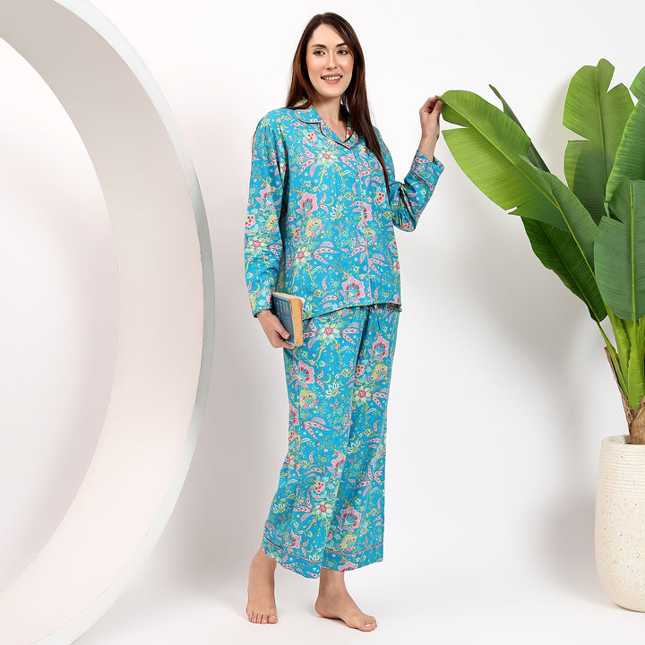 Stylish block print pajama set – handmade cotton PJs for women