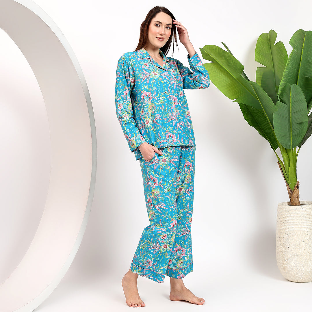 Indian Cotton PJs for Women – Block Print Floral Pajamas & PJ Sets