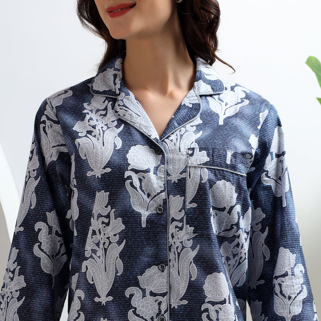 Indigo block print cotton PJs – matching family pajama set