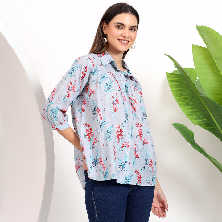 Chic floral shirt, ideal for teenage girls and working women alike