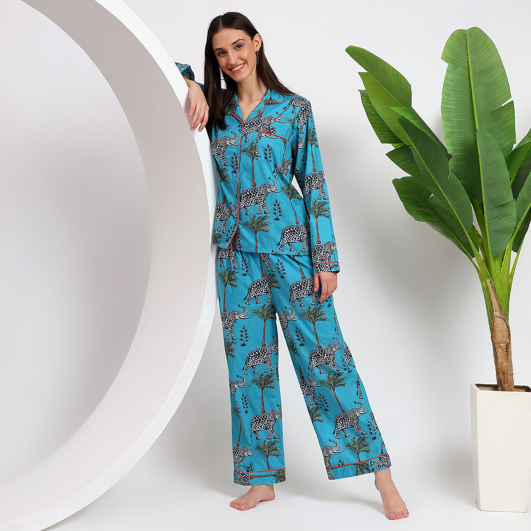 Blue Elephant Print Pjs: A Perfect Nightwear Choice