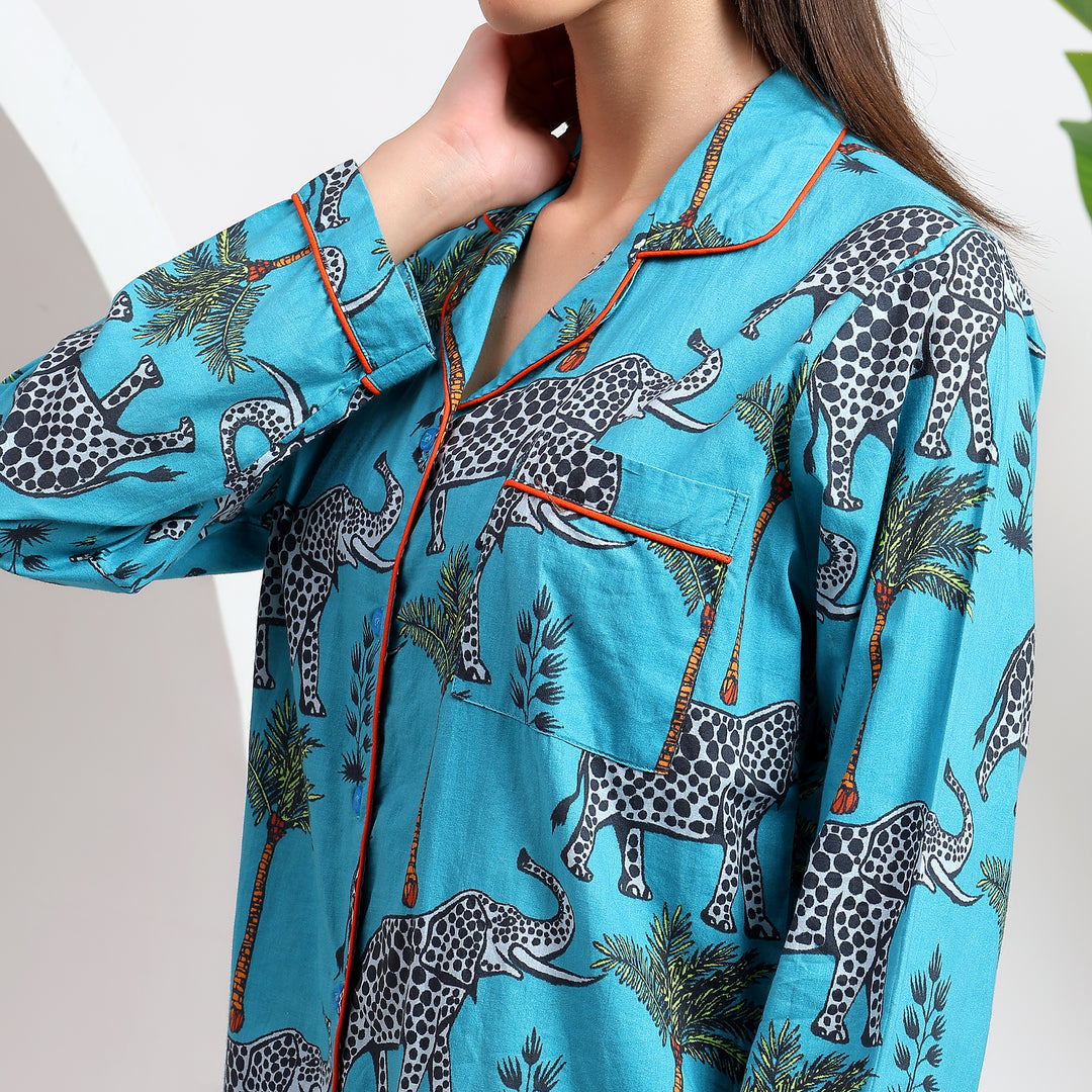 Blue Elephant Print Pjs: A Perfect Nightwear Choice