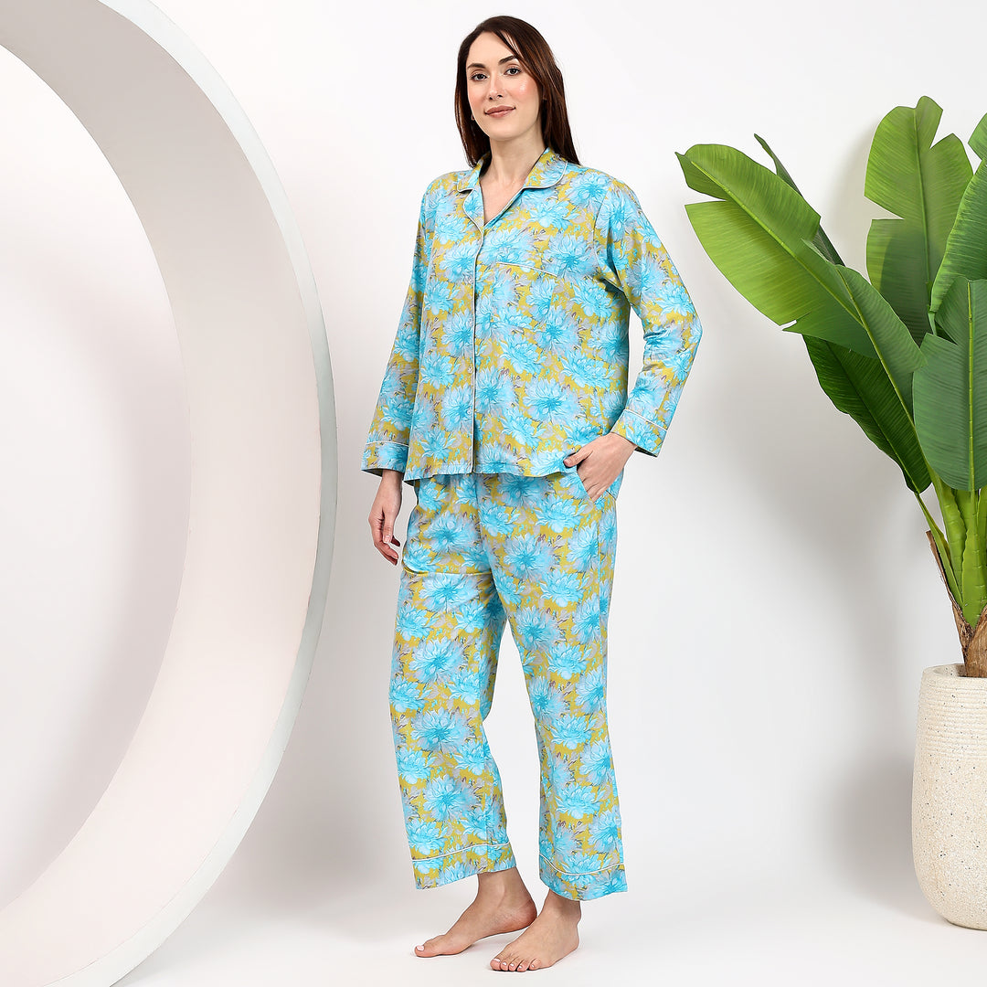 Block Print Cotton Pajama Set for Women – Floral  Family Matching PJs