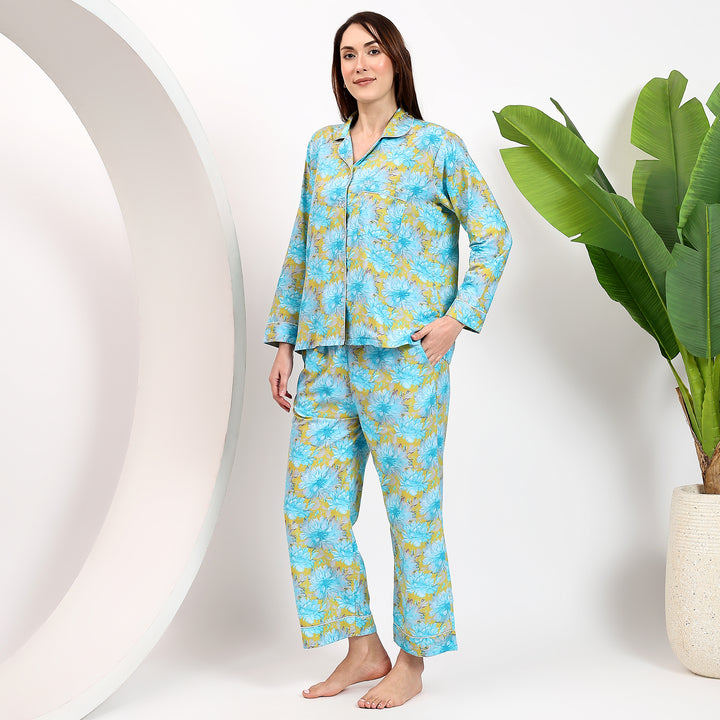 Block Print Cotton Pajama Set for Women – Floral  Family Matching PJs