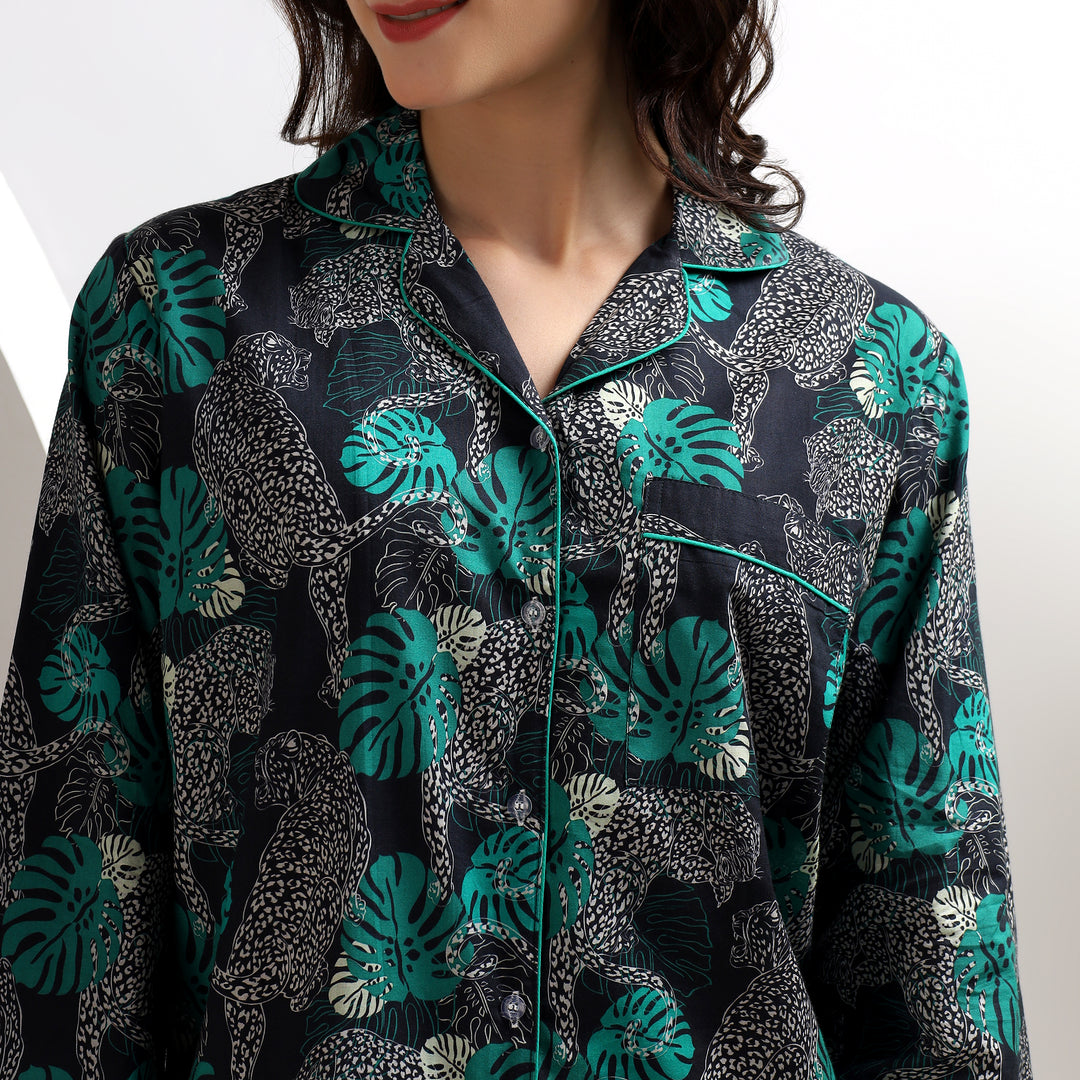 Animal print cotton pajamas & PJ set for women – leopard design