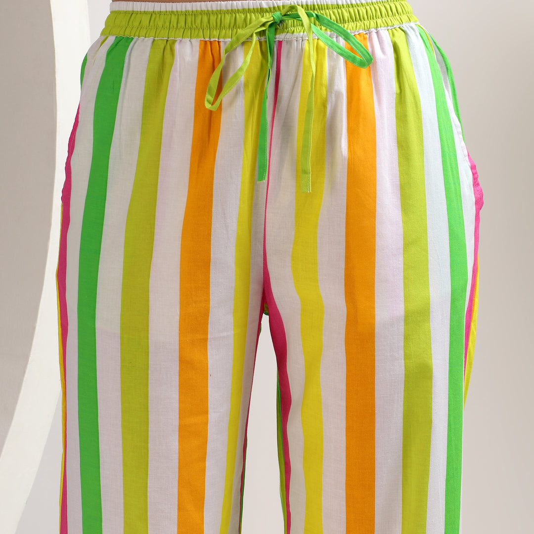 Stripe print PJ set for women – family matching cotton pajamas & PJs