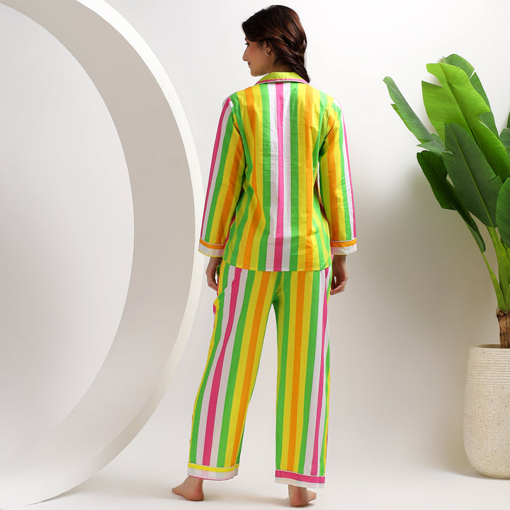 Family matching stripe print pajamas – cotton PJ set for women
