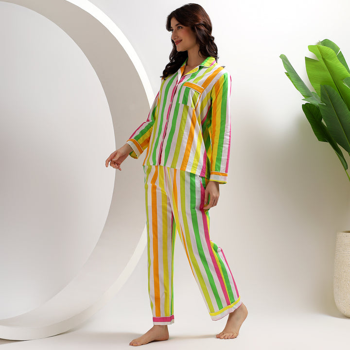Women’s cotton stripe pajamas – matching PJ set for family wear