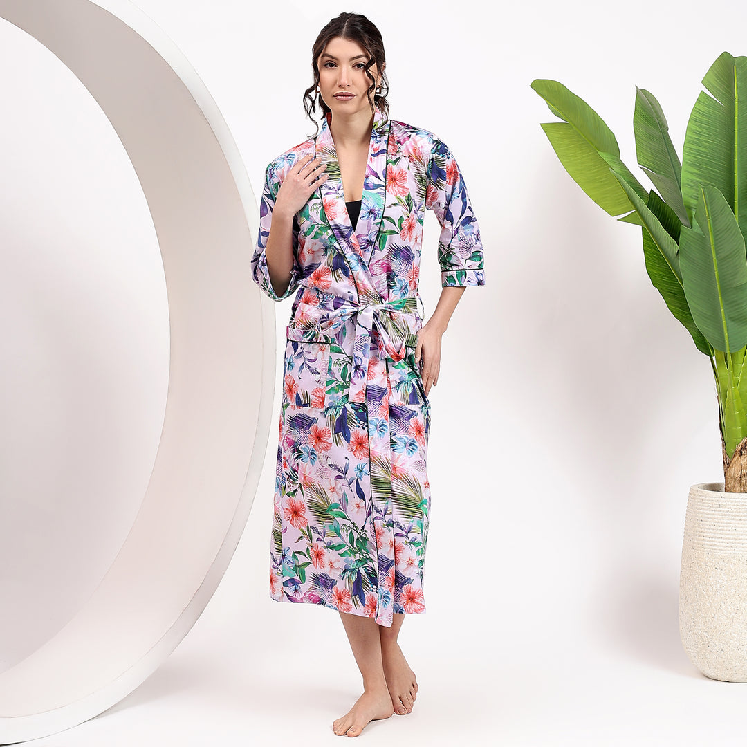 Tropical Print Cotton Kimonos & Robe – Dressing Gown for Women