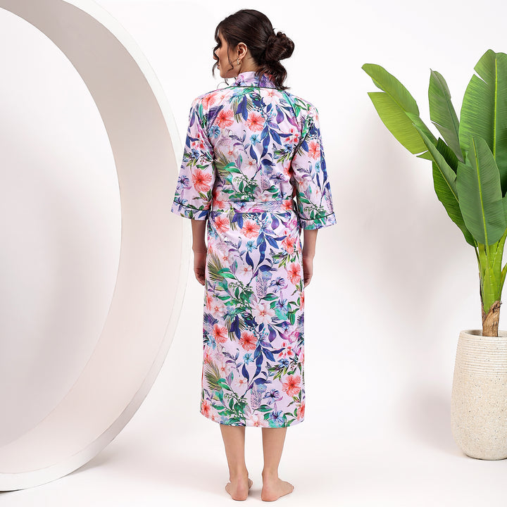 Handmade tropical cotton robe – lightweight kimono for women